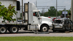 truck crashed into car