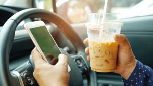 Distracted driving accident-driving while texting and eating