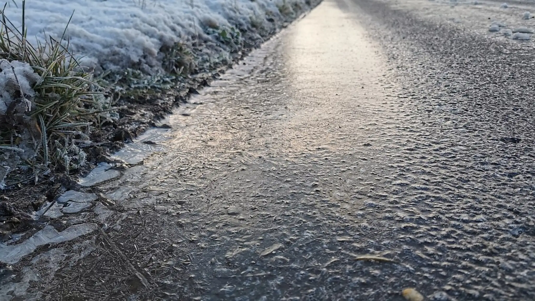 black ice on a road